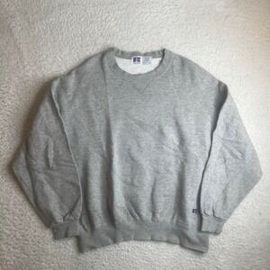 Vintage Russell Athletic men's grey USA made crew neck boxy high cotton 90s xl